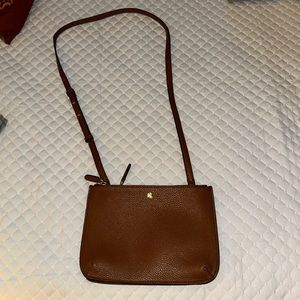 NWOT  Ralph Lauren tan crossbody purse with two zip closed compartments 9.5x6.5